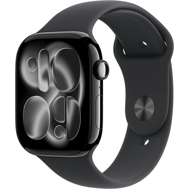 Apple Watch Series 11 (GPS 42 mm) Montre connectée avec boîtier Obsidienne et Bracelet Sport Noir (M/L)