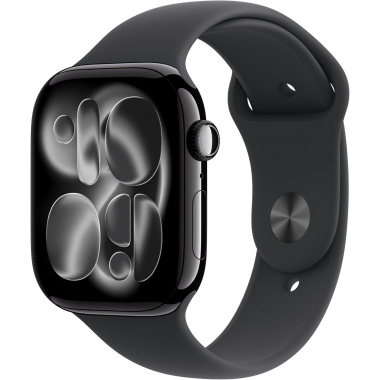 Apple Watch Series 11 (GPS 46 mm) Montre connectée avec boîtier Obsidienne et Bracelet Sport Noir (S/M)