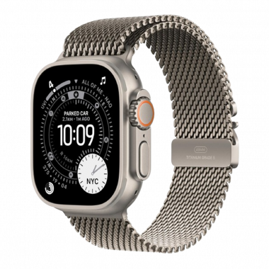 Apple Watch Ultra 3e génération (GPS, 49 mm) - Boîtier en titane naturel avec bracelet milanais en titane naturel (taille moyenne)