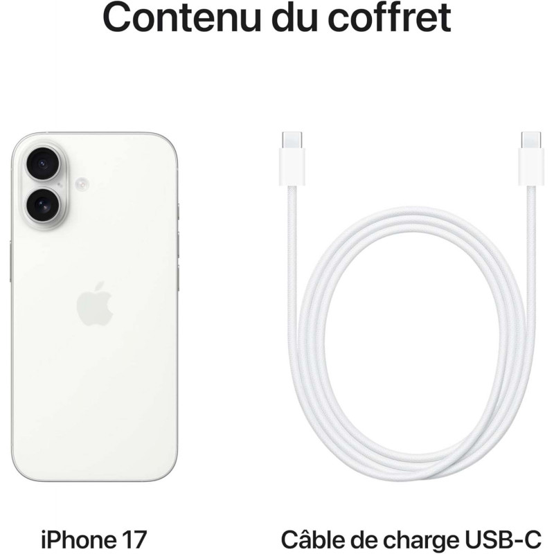 Apple iPhone 17 (512Go, Nano Sim + eSIM) - Blanc