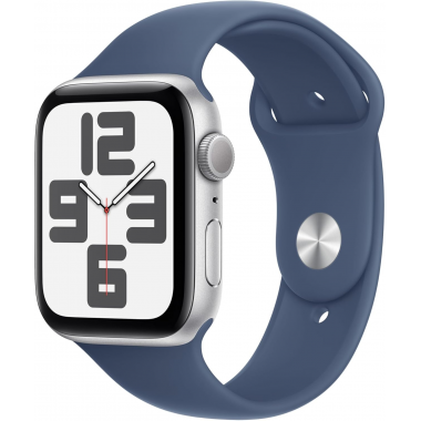 Apple Watch SE 2024 2ème génération (GPS, 44mm) - Boîtier en aluminium argenté avec bracelet sport Denim M/L  Apple Watch SE 2024 2ème génération (GPS, 44mm) - Boîtier en aluminium argenté avec bracelet sport Denim M/L