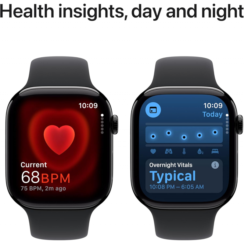 Apple Watch Series 10 (GPS, 46 mm) - Boîtier en aluminium noir de jais avec bracelet sport noir S/M Apple Watch Series 10 (GPS, 46 mm) - Boîtier en aluminium noir de jais avec bracelet sport noir S/M