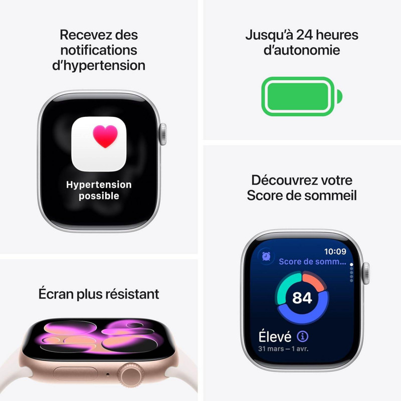 Apple Watch Series 11 (GPS 46 mm) Montre connectée avec boîtier Gris sidéral et Bracelet Sport Noir (M/L)