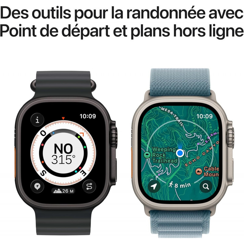 Apple Watch Ultra 3e génération (GPS, 49 mm) - Boîtier en titane noir avec bracelet milanais en titane noir (taille moyenne)