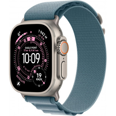 Apple Watch Ultra 3e génération (GPS, 49 mm) - Boîtier en titane naturel avec bracelet Alpine Loop bleu moyen