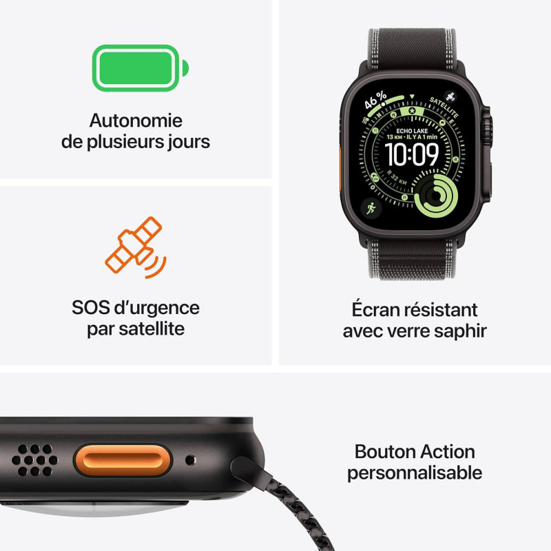 Apple Watch Ultra 3e génération (GPS, 49 mm) - Boîtier en titane naturel avec bracelet Alpine Loop bleu moyen