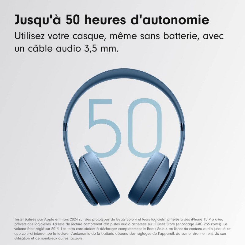 Beats Solo 4 Casque Supra-auriculaire sans Fil Bluetooth – Bleu ardoise