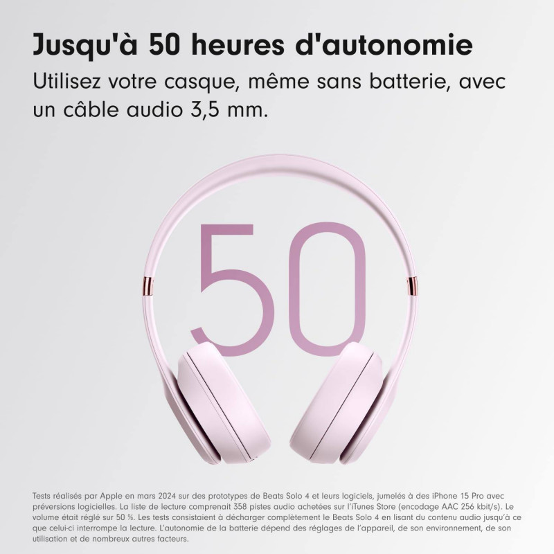 Beats Solo 4 Casque Supra-auriculaire sans Fil Bluetooth – Rose pâle