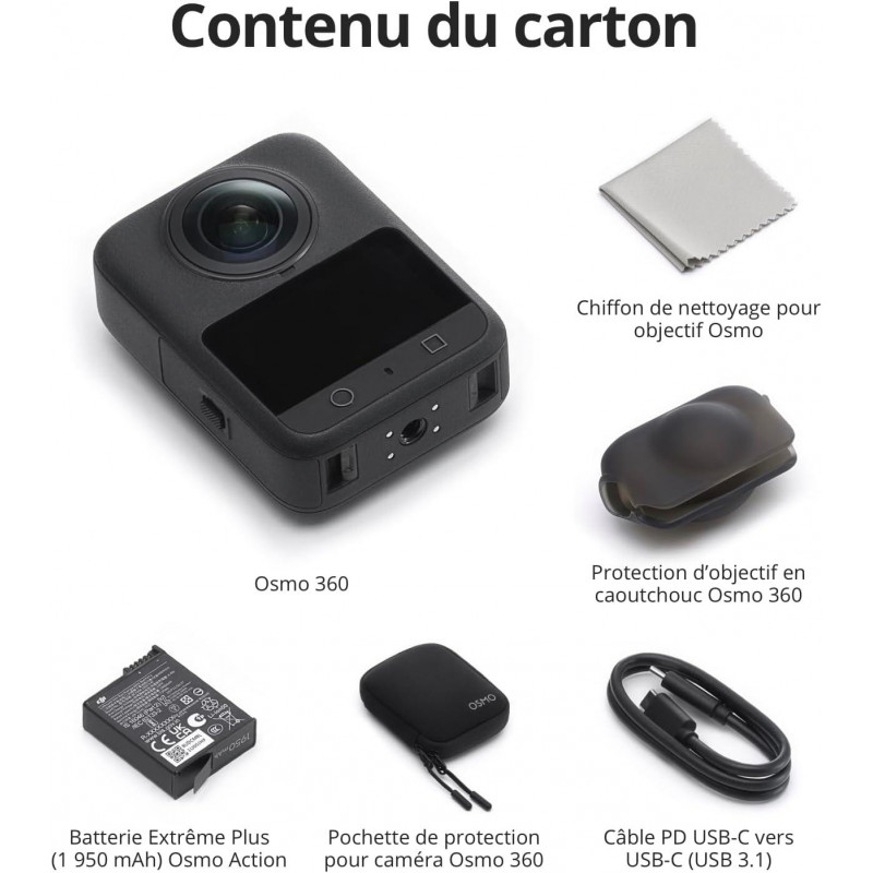 DJI Osmo 360 Adventure Combo, caméra d’Action pour Sports DJI Osmo 360 Adventure Combo, caméra d’Action pour Sports