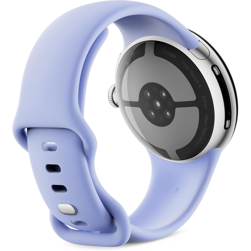 Google Pixel Watch 4 Wi-Fi (41mm) - Polished Silver Aluminium Case with Iris Active Band