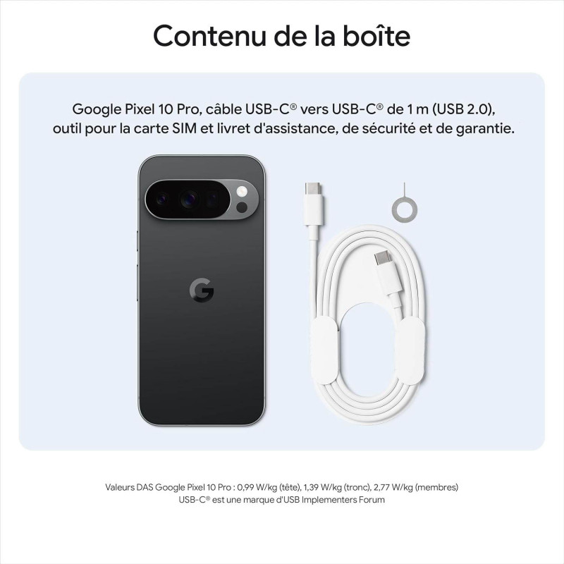 Google Pixel 10 Pro XL 5G Smartphone (16+256Go) - Jade