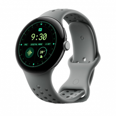 Google Pixel Watch 3 Wi-Fi (45mm) - Boîtier en Aluminium Sauge Mat avec Bracelet Vert Sauge