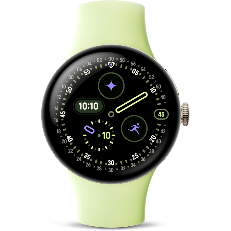 Google Pixel Watch 4 Wi-Fi (41mm) - Champagne Gold Aluminium Case with Lemongrass Active Band