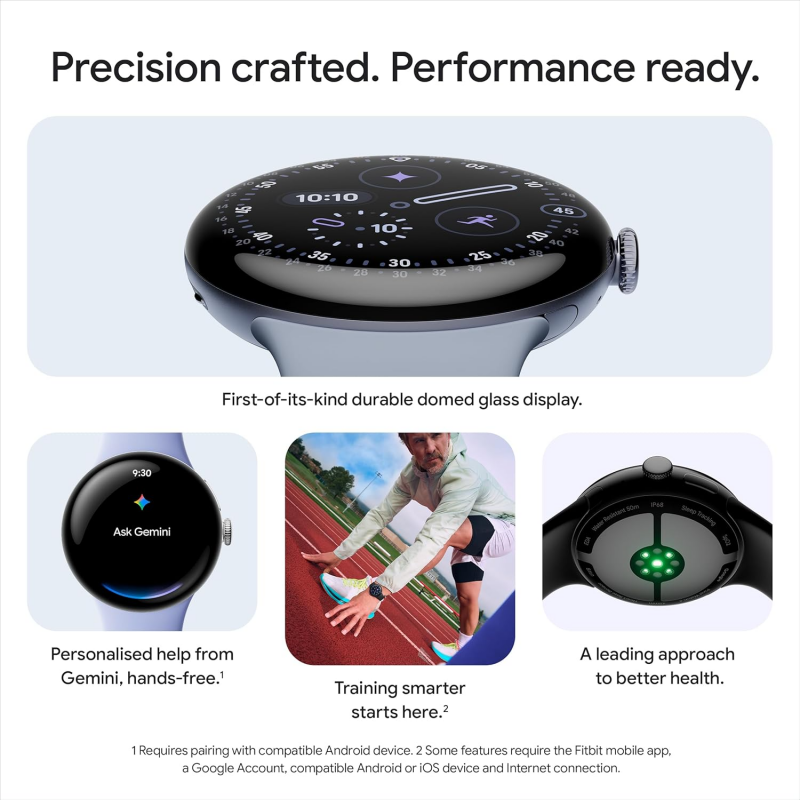 Google Pixel Watch 4 Wi-Fi (41mm) - Matte Black Aluminium Case with Obsidian Active Band
