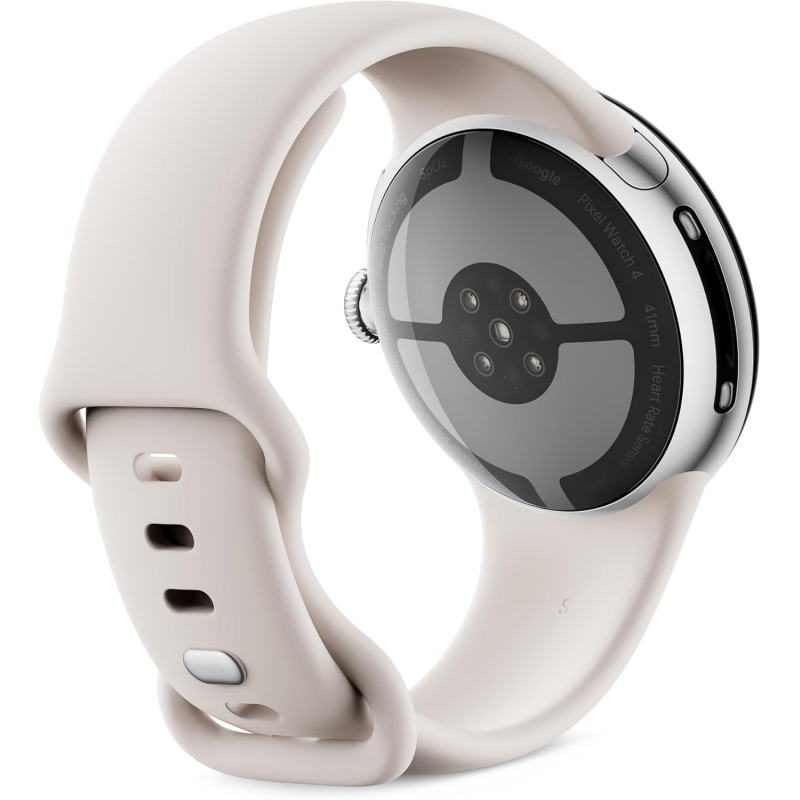 Google Pixel Watch 4 Wi-Fi (45mm) - Polished Silver Aluminium Case with Porcelain Active Band