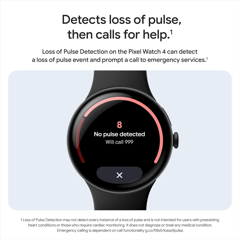 Google Pixel Watch 4 Wi-Fi (45mm) - Polished Silver Aluminium Case with Porcelain Active Band