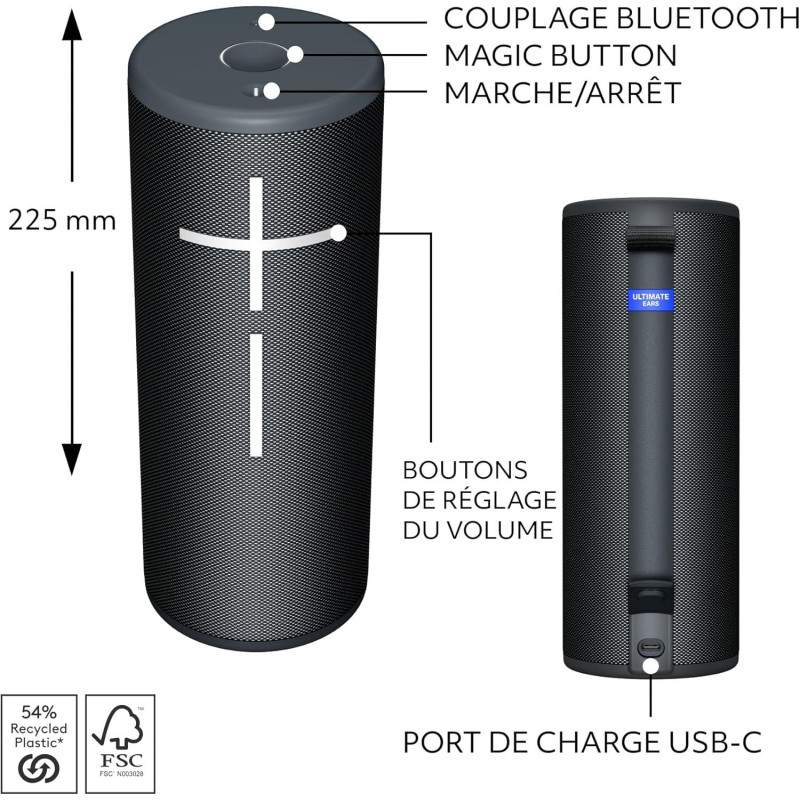 Logitech Ultimate Ears MEGABOOM 4 Enceinte Bluetooth Portable étanche - Noir