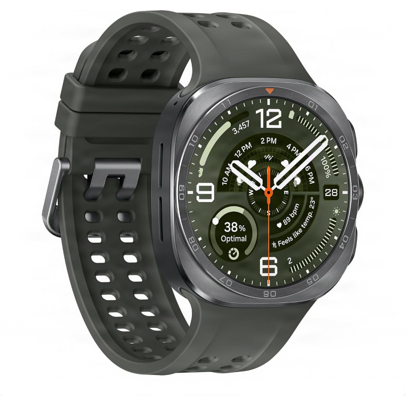 Samsung Galaxy Watch Ultra 2 Smart Watch (LTE, 47mm) - Argent Titane avec Olive Bracelet Sport extrême