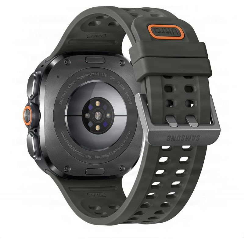 Samsung Galaxy Watch Ultra 2 Smart Watch (LTE, 47mm) - Argent Titane avec Olive Bracelet Sport extrême